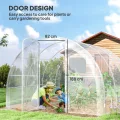 Outsunny Garten-Gewächshaus, Tunnel, 3 x 3 x 2 m, 9 m², mit Scharniertür, Plane aus Polyethylen, 150 g/m², für Gemüse, Pflanzen, Blumen - Thumbnail 4