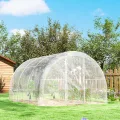 Outsunny Garten-Gewächshaus, Tunnel, 3 x 3 x 2 m, 9 m², mit Scharniertür, Plane aus Polyethylen, 150 g/m², für Gemüse, Pflanzen, Blumen - Thumbnail 8
