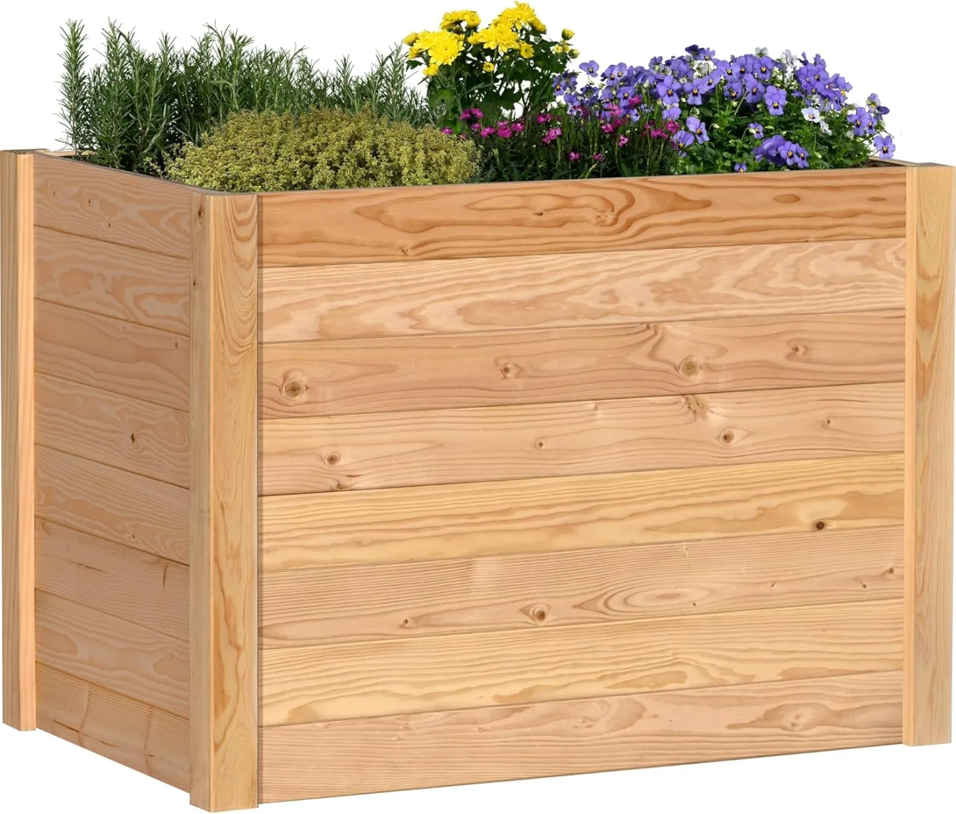 dobar® XL Hochbeet Massivholz Douglasie Bausatz - Naturbelassenes Kräuterbeet für Außen - Hochbeet-Kit für Garten inklusive Pflanzvlies - 420 L, Natur - Bild 1