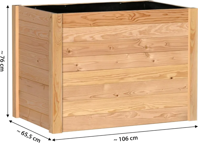 dobar® XL Hochbeet Massivholz Douglasie Bausatz - Naturbelassenes Kräuterbeet für Außen - Hochbeet-Kit für Garten inklusive Pflanzvlies - 420 L, Natur – Bild 2