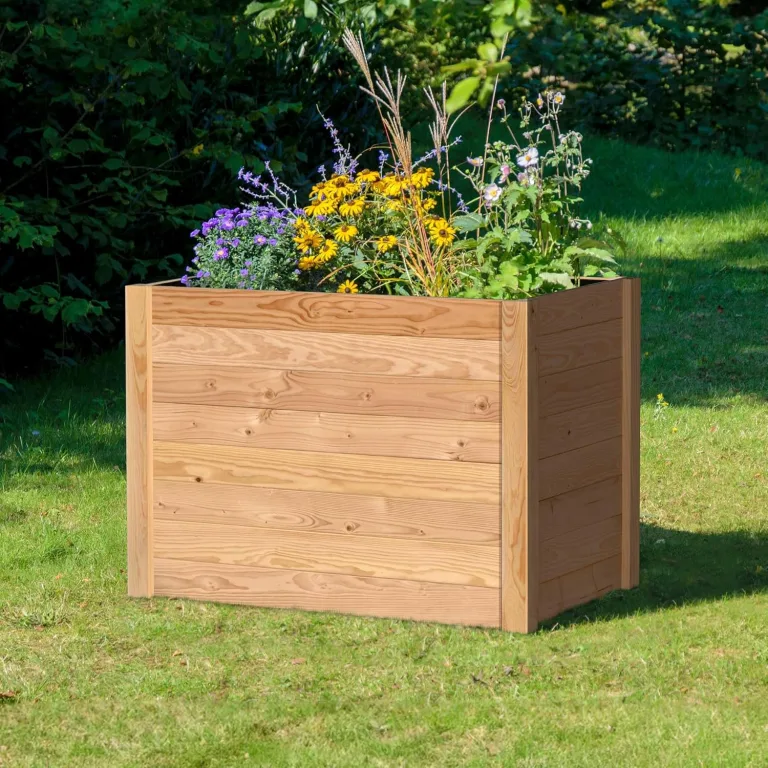 dobar® XL Hochbeet Massivholz Douglasie Bausatz - Naturbelassenes Kräuterbeet für Außen - Hochbeet-Kit für Garten inklusive Pflanzvlies - 420 L, Natur – Bild 4