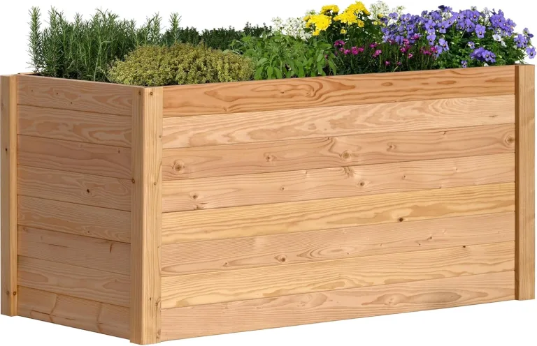 dobar® XL Hochbeet Massivholz Douglasie Bausatz - Naturbelassenes Kräuterbeet für Außen - Hochbeet-Kit für Garten inklusive Pflanzvlies - 420 L, Natur – Bild 5