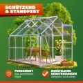 GARDEBRUK® Gewächshaus Aluminium 4,8m² mit Fundament 250x190cm inkl. 2 Dachfenster Tomatenhaus Treibhaus Anzuchthaus Garten Frühbeet Aufzucht 7,7m³ - Thumbnail 7