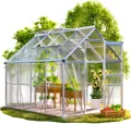 GARDEBRUK® Gewächshaus Aluminium 4,8m² mit Fundament 250x190cm inkl. 2 Dachfenster Tomatenhaus Treibhaus Anzuchthaus Garten Frühbeet Aufzucht 7,7m³ - Thumbnail 9