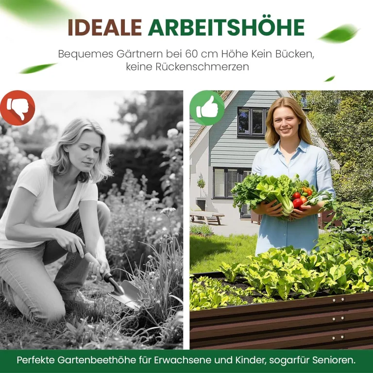UDPATIO Hochbeet aus Metall,240x60x90 cm,Zink-Aluminium Freistehendes Hochbeete für Garten und Balkon, 1296 L Pflanzkasten für Garten, zum Anbau von Gemüse, Blumen und Obst, Rot Holz-Effekt – Bild 8