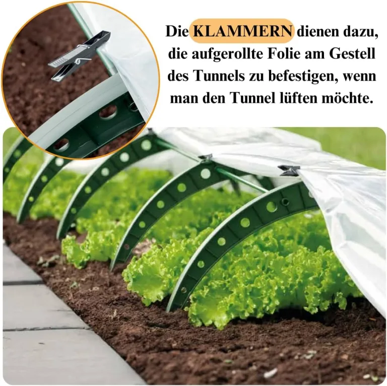 Pflanztunnel Gartentunnel Treibhaus Tomatenhaus Tunnelbögen 2 Größen (Grün, 2,40m) – Bild 8