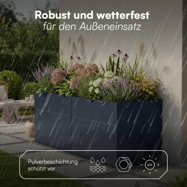 STEELSØN Icarus Hochbeet aus Metall – Pflanzenbeet in Anthrazit für Garten & Balkon – Pflanzenkübel mit offener Bodenstruktur stabil & wetterfest – Gartenbeet für Blumen, Gemüse, Obst – 200x75x80 cm – Bild 7