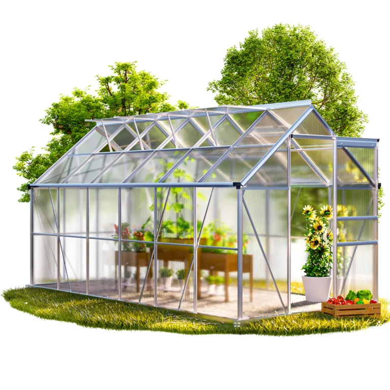 GARDEBRUK® Gewächshaus Aluminium 4,8m² 250x190cm inkl. 2 Dachfenster Tomatenhaus Treibhaus Anzuchthaus Garten Frühbeet Pflanzenhaus Aufzucht 7,63m³ – Bild 8