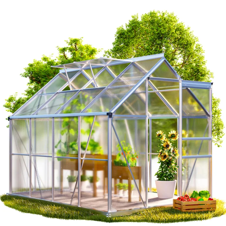 GARDEBRUK® Gewächshaus Aluminium 4,8m² 250x190cm inkl. 2 Dachfenster Tomatenhaus Treibhaus Anzuchthaus Garten Frühbeet Pflanzenhaus Aufzucht 7,63m³ – Bild 10