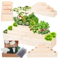 Hochbeet Holz, Kräuterbeet, Gartenbeet, Pflanzbeet, Blumenbeet, Stufenbeet, für Garten und Terrasse, Kiefernholz, Massivholz, höhenverstellbar, Abmessungen 45x117x30 cm, Farbe: Natur - Thumbnail 1