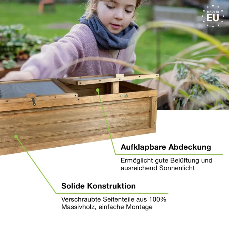 GARTENETAGE Hochwertiges Frühbeet mit Abdeckung - Witterungsbeständig, Einfache Montage, Schutz vor Schädlingen, Verlängerte Anbausaison, Pflegeleicht, 120x80x35 cm – Bild 2