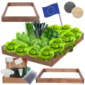 Hochbeet Holz, Kräuterbeet, Gartenbeet, Pflanzbeet, Blumenbeet, Stufenbeet, für Garten und Terrasse, Kiefernholz, Massivholz, höhenverstellbar, Abmessungen 9x90x90 cm, Farbe: Braun - Thumbnail 1