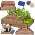 Hochbeet Holz, Kräuterbeet, Gartenbeet, Pflanzbeet, Blumenbeet, Stufenbeet, für Garten und Terrasse, Kiefernholz, Massivholz, höhenverstellbar, Abmessungen 45x117x80 cm, Farbe: Braun - Thumbnail 1