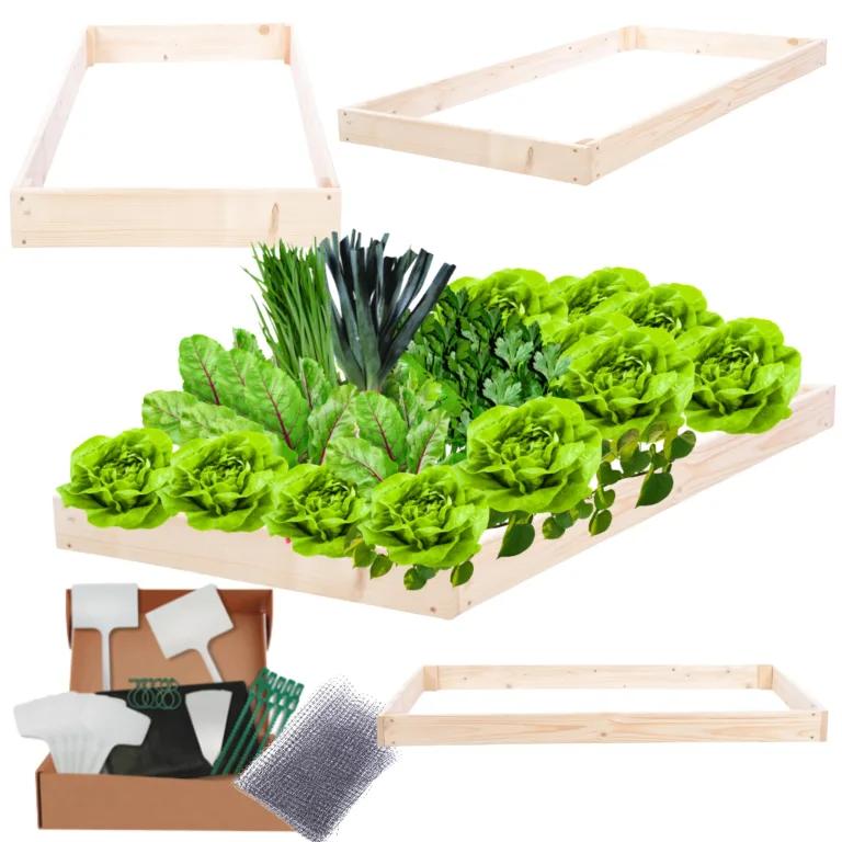 Hochbeet Holz, Kräuterbeet, Gartenbeet, Pflanzbeet, Blumenbeet, Stufenbeet, für Garten und Terrasse, Kiefernholz, Massivholz, höhenverstellbar, Abmessungen 9x60x60 cm, Farbe: Natur – Bild 1