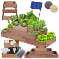 Hochbeet Holz, Kräuterbeet, Gartenbeet, Pflanzbeet, Blumenbeet, Stufenbeet, für Garten und Terrasse, Kiefernholz, Massivholz, höhenverstellbar, Abmessungen 27x90x30 cm, Farbe: Braun - Thumbnail 1