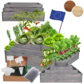 Hochbeet Holz, Kräuterbeet, Gartenbeet, Pflanzbeet, Blumenbeet, Stufenbeet, für Garten und Terrasse, Kiefernholz, Massivholz, höhenverstellbar, Abmessungen 45x117x120 cm, Farbe: Grau - Thumbnail 1