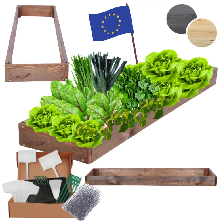 Hochbeet Holz, Kräuterbeet, Gartenbeet, Pflanzbeet, Blumenbeet, Stufenbeet, für Garten und Terrasse, Kiefernholz, Massivholz, höhenverstellbar, Abmessungen 9x30x100 cm, Farbe: Braun – Bild 1