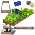 Hochbeet Holz, Kräuterbeet, Gartenbeet, Pflanzbeet, Blumenbeet, Stufenbeet, für Garten und Terrasse, Kiefernholz, Massivholz, höhenverstellbar, Abmessungen 9x30x100 cm, Farbe: Braun - Thumbnail 1