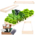 Hochbeet Holz, Kräuterbeet, Gartenbeet, Pflanzbeet, Blumenbeet, Stufenbeet, für Garten und Terrasse, Kiefernholz, Massivholz, höhenverstellbar, Abmessungen 9x30x100 cm, Farbe: Natur - Thumbnail 1