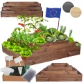 Hochbeet Holz, Kräuterbeet, Gartenbeet, Pflanzbeet, Blumenbeet, Stufenbeet, für Garten und Terrasse, Kiefernholz, Massivholz, höhenverstellbar, Abmessungen 36x117x100 cm, Farbe: Braun - Thumbnail 1