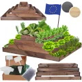 Hochbeet Holz, Kräuterbeet, Gartenbeet, Pflanzbeet, Blumenbeet, Stufenbeet, für Garten und Terrasse, Kiefernholz, Massivholz, höhenverstellbar, Abmessungen 36x117x120 cm, Farbe: Braun - Thumbnail 1