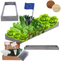 Hochbeet Holz, Kräuterbeet, Gartenbeet, Pflanzbeet, Blumenbeet, Stufenbeet, für Garten und Terrasse, Kiefernholz, Massivholz, höhenverstellbar, Abmessungen 9x30x120 cm, Farbe: Grau - Thumbnail 1