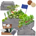 Hochbeet Holz, Kräuterbeet, Gartenbeet, Pflanzbeet, Blumenbeet, Stufenbeet, für Garten und Terrasse, Kiefernholz, Massivholz, höhenverstellbar, Abmessungen 45x117x60 cm, Farbe: Grau - Thumbnail 1