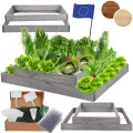 Hochbeet Holz, Kräuterbeet, Gartenbeet, Pflanzbeet, Blumenbeet, Stufenbeet, für Garten und Terrasse, Kiefernholz, Massivholz, höhenverstellbar, Abmessungen 18x90x90 cm, Farbe: Grau - Thumbnail 1