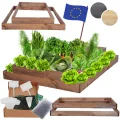 Hochbeet Holz, Kräuterbeet, Gartenbeet, Pflanzbeet, Blumenbeet, Stufenbeet, für Garten und Terrasse, Kiefernholz, Massivholz, höhenverstellbar, Abmessungen 18x90x120 cm, Farbe: Braun - Thumbnail 1