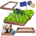 Hochbeet Holz, Kräuterbeet, Gartenbeet, Pflanzbeet, Blumenbeet, Stufenbeet, für Garten und Terrasse, Kiefernholz, Massivholz, höhenverstellbar, Abmessungen 9x60x60 cm, Farbe: Braun - Thumbnail 1