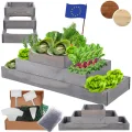 Hochbeet Holz, Kräuterbeet, Gartenbeet, Pflanzbeet, Blumenbeet, Stufenbeet, für Garten und Terrasse, Kiefernholz, Massivholz, höhenverstellbar, Abmessungen 27x90x30 cm, Farbe: Grau - Thumbnail 1