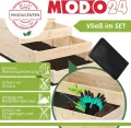 Hochbeet Holz, 4-stufiger Pflanzkasten, Blumenkasten, Gemüsebeet, Kräuterbeet, Anzuchtset, Anzuchtkasten, mit Gartenvlies als Unterlage und Schrauben, Abmessungen 54x30x120 cm, Farbe: Grau - Thumbnail 3