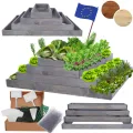 Hochbeet Holz, Kräuterbeet, Gartenbeet, Pflanzbeet, Blumenbeet, Stufenbeet, für Garten und Terrasse, Kiefernholz, Massivholz, höhenverstellbar, Abmessungen 36x117x100 cm, Farbe: Grau - Thumbnail 1