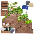 Hochbeet Holz, Kräuterbeet, Gartenbeet, Pflanzbeet, Blumenbeet, Stufenbeet, für Garten und Terrasse, Kiefernholz, Massivholz, höhenverstellbar, Abmessungen 54x117x30 cm, Farbe: Braun - Thumbnail 1