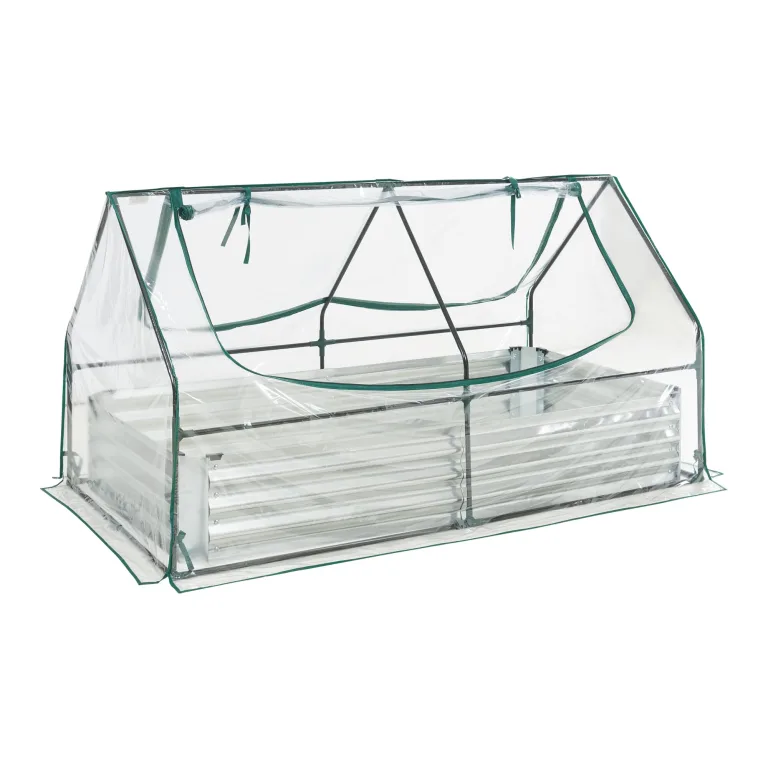 [en.casa] Hochbeet mit Foliengewächshaus Balsorano wetterfest Frühbeet mit Abdeckung Outdoor Stahl mit PVC-Folie Mini-Treibhaus 186 x 96 x 98 cm Transparent – Bild 5