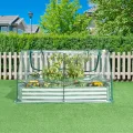 [en.casa] Hochbeet mit Foliengewächshaus Balsorano wetterfest Frühbeet mit Abdeckung Outdoor Stahl mit PVC-Folie Mini-Treibhaus 186 x 96 x 98 cm Transparent - Thumbnail 4