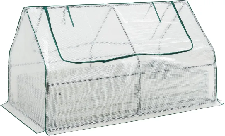 [en.casa] Hochbeet mit Foliengewächshaus Balsorano wetterfest Frühbeet mit Abdeckung Outdoor Stahl mit PE-Gitterfolie Mini-Treibhaus 186 x 96 x 98 cm Weiß – Bild 1