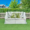 [en.casa] Hochbeet mit Foliengewächshaus Balsorano wetterfest Frühbeet mit Abdeckung Outdoor Stahl mit PE-Gitterfolie Mini-Treibhaus 186 x 96 x 98 cm Weiß - Thumbnail 4