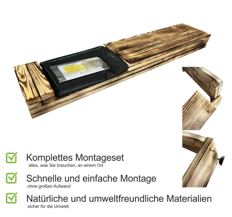 Lermowoood Hochbeet aus Holz 40x40x20 cm Geflammt – Pflanzkasten für Gemüse & Kräuter – mit Agrovließ – steckbar & stapelbar- Aussenbereich ideal für Garten, Balkon & Terrasse – Bild 4