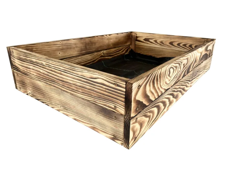 Lermowoood Hochbeet aus Holz 100x100x20 cm Geflammt – Pflanzkasten für Gemüse & Kräuter – mit Agrovließ – steckbar & stapelbar- Aussenbereich ideal für Garten, Balkon & Terrasse – Bild 2