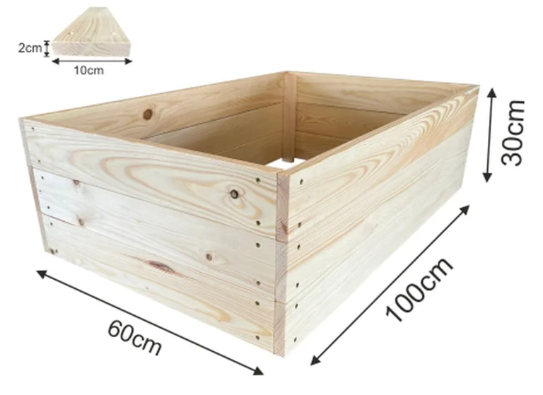 Lermowoood Hochbeet aus Holz 100x60x30 cm Natur – Pflanzkasten für Gemüse & Kräuter – mit Agrovließ – steckbar & stapelbar- Aussenbereich ideal für Garten, Balkon & Terrasse – Bild 3