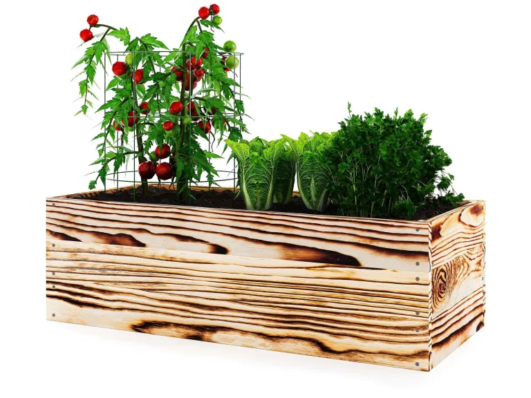 Lermowoood Hochbeet aus Holz 80x80x30 cm Natur – Pflanzkasten für Gemüse & Kräuter – mit Agrovließ – steckbar & stapelbar- Aussenbereich ideal für Garten, Balkon & Terrasse – Bild 9