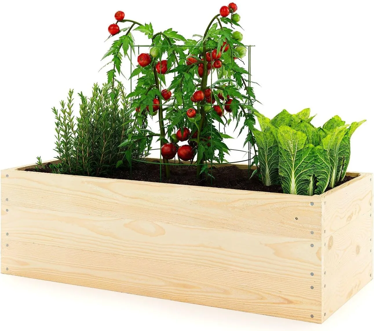 Lermowoood Hochbeet aus Holz 120x60x30 cm Natur – Pflanzkasten für Gemüse & Kräuter – mit Agrovließ – steckbar & stapelbar- Aussenbereich ideal für Garten, Balkon & Terrasse - Bild 1