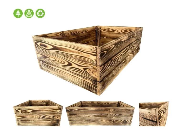 Lermowoood Hochbeet aus Holz 80x80x30 cm Geflammt – Pflanzkasten für Gemüse & Kräuter – mit Agrovließ – steckbar & stapelbar- Aussenbereich ideal für Garten, Balkon & Terrasse – Bild 6