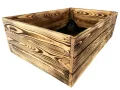 Lermowoood Hochbeet aus Holz 80x80x30 cm Geflammt – Pflanzkasten für Gemüse & Kräuter – mit Agrovließ – steckbar & stapelbar- Aussenbereich ideal für Garten, Balkon & Terrasse - Thumbnail 2