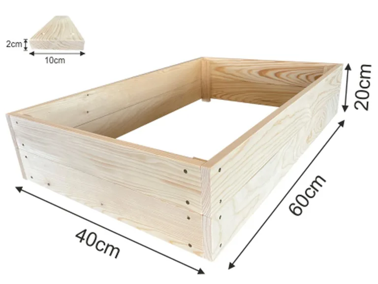Lermowoood Hochbeet aus Holz 60x40x20 cm Natur – Pflanzkasten für Gemüse & Kräuter – mit Agrovließ – steckbar & stapelbar- Aussenbereich ideal für Garten, Balkon & Terrasse – Bild 3