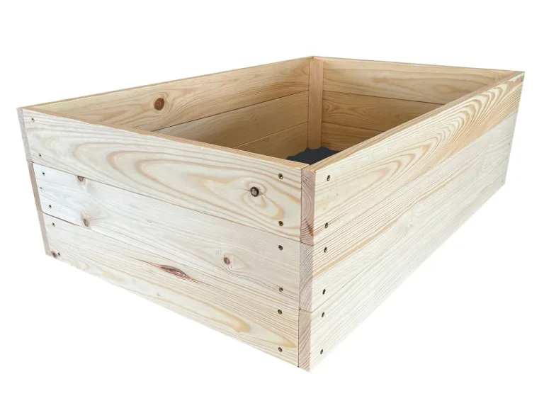 Lermowoood Hochbeet aus Holz 100x100x30 cm Natur – Pflanzkasten für Gemüse & Kräuter – mit Agrovließ – steckbar & stapelbar- Aussenbereich ideal für Garten, Balkon & Terrasse – Bild 2