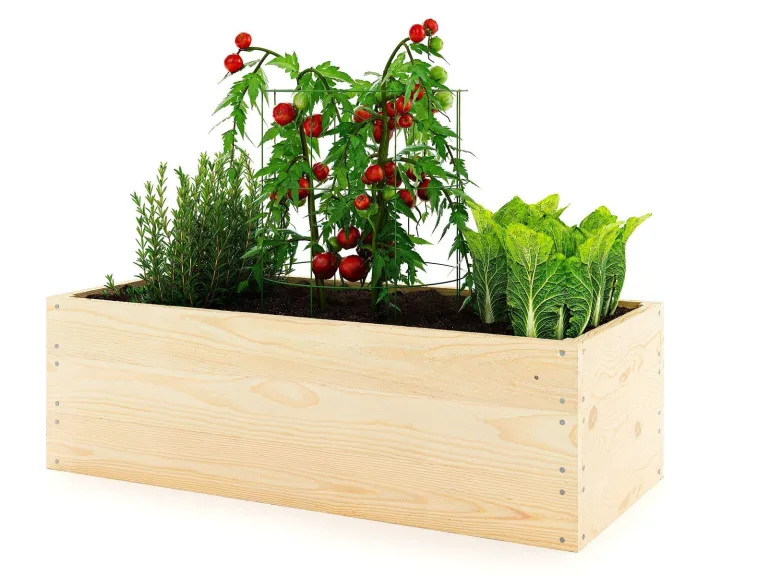 Lermowoood Hochbeet aus Holz 100x100x30 cm Natur – Pflanzkasten für Gemüse & Kräuter – mit Agrovließ – steckbar & stapelbar- Aussenbereich ideal für Garten, Balkon & Terrasse – Bild 1