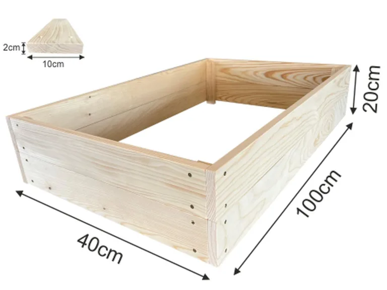 Lermowoood Hochbeet aus Holz 100x40x20 cm Natur – Pflanzkasten für Gemüse & Kräuter – mit Agrovließ – steckbar & stapelbar- Aussenbereich ideal für Garten, Balkon & Terrasse – Bild 3