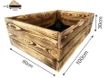 Lermowoood Hochbeet aus Holz 100x60x30 cm Geflammt – Pflanzkasten für Gemüse & Kräuter – mit Agrovließ – steckbar & stapelbar- Aussenbereich ideal für Garten, Balkon & Terrasse - Thumbnail 3